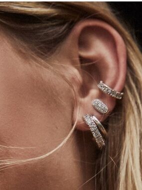 Kendra Scott Grayson Silver Tone Rhodium White Crystal Stud Earrings